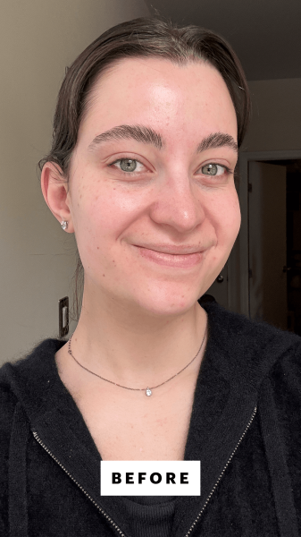 Felbin before applying the Innisfree Green Tea PDRN Bounce Booster Eye  Lip Serum